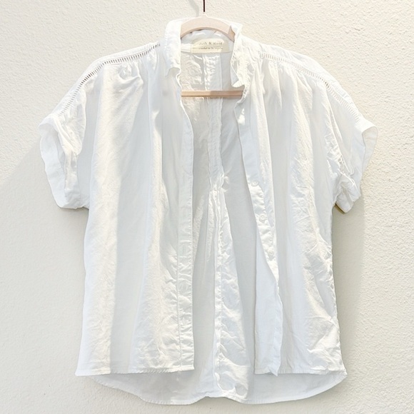 Cloth & Stone Button Down White Shirt with Eyelet Details in Shoulders size PS - Picture 1 of 7